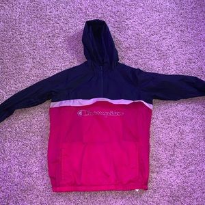 Champion red blue and white reflective windbreaker